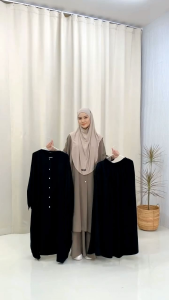 Abaya Aurora Set Baju Gamis Wanita Bahan Crinkle & Sabrina ANTI-UV