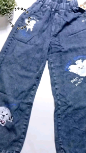 Celana Kulot Jeans Import Fashion Anak Perempuan Usia 7-12 Tahun Kartun Karakter Printed