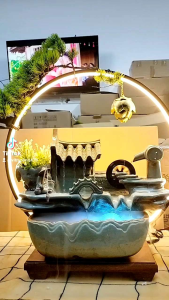 Thác Nước Phong Thủy Lã Vọng ông Già Câu Cá 50*29*52cm Món Quà tặng Khai trương Tân Gia