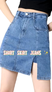 Women Lady Denim Short Skirt Jeans Blue Skirt (inside pant)