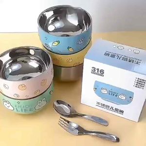 370ml Kid Bowl 316 Stainless Steel Cartoon Bowl Kid Tableware Baby bowl kanak mangkuk儿童316不锈钢饭碗儿童餐具
