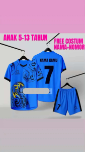 Baju sepakbola anak-anak umur 5 - sampai 13 tahun request sablon nama nomor