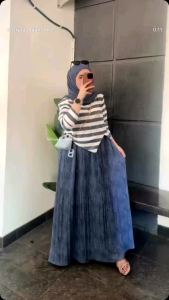 Dress plisket knit premium salur # debora dress