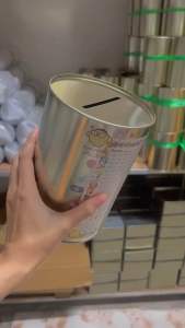 กระปุกออมสิน กลมใหญ่ พร้อมตารางออม แถมสติ๊กเกอร์