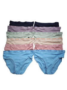 6pcs/12pcs Girls Avon Solid Color Panties Bundle 🌈 | Soft Cotton Blend Briefs with Branded Waistband for 7-8 9-12 or 13-16 Years Old | Stylish Everyday Underwear