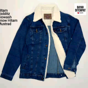 Jaket Jeans Denim Sherpa Bulu Wall Tebal Hangat