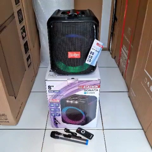 ASATRON SONATA ( HT 8880 ) SPEAKER MEETING PORTABLE BLUETOOTH KARAOKE 8 INCH INCLUDE MIC WIRELESS 1 PCS 100% ORI