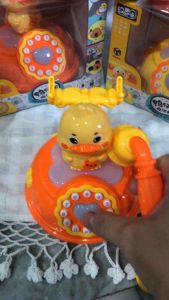 โทรศัพท์ของเล่นเด็กใส่ถ่านมีเสียงมีไฟลายเป็ดน้อย