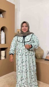 Gamis rayon jumbo ld 130 muat bb 100 kg motif bunga terbaru gamis jumbo bahan rayon adem busui bumil