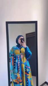 Imani Butik|Fashion Wanita Dress Jolie Bahan Katun Motif Warna Warni Full Colour Cantik dan Menarik