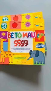 [HCM] Tập tô màu cho bé 168trang (9999 hình ảnh) song ngữ Anh-Việt cho bé 2-6 tuổi. Tặng kèm hộp 12 bút sáp màu thơm