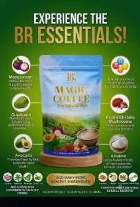 BR Magic Coffee 30 in 1 Herbal Drink with Mangosteen Guyabano Avocado Reishi/Shitake Mushrooms Alkaline and More Healthy Ingredients.
