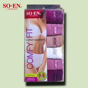 SO-EN Lingerie 6 in 1 Pack Assorted Colors Premium Cotton Spandex Comfy Fit Semipanty for Women
