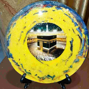 hiasan meja resin epoxy gambar Kabah Muslim
