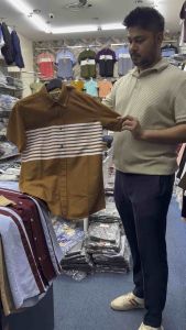 Men’s Stripe Short Sleeve Cotton Shirt- Button DownSolid ColorSummer Wear