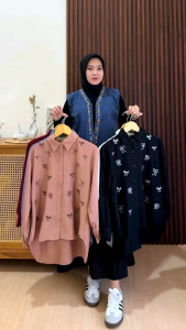 BLOUSE / Blouse Zoya / Kemeja blouse wanita model Bordir Pure Linen Premium /Atasan wanita baju blouse bordir