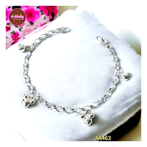 🌈AAbaby Galleries AA463 Original Baby Silver Anklet Bracelet Mickey Mouse米奇鼠 Rantai Kaki/Tangan/Gelang Kaki Bayi/Kanak