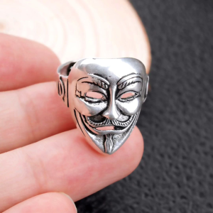 Cincin Retro Desain Topeng Anonymous (Adjustable)