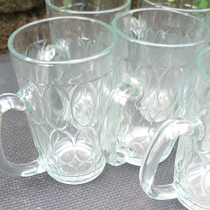 6PCS GELAS TEH BERKUALITAS/GELAS GAGANG BAHAN KACA TEBAL/GELAS MINUM