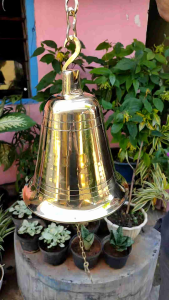 Bel Pintu Rumah Lonceng Kuningan Rantai Polished Brass 22 x 25 cm 1 Pcs