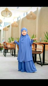 Gamis anak syari FK AZZAHRA SET warna lavender bahan jersey premium untuk usia 2-12thn
