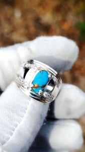Natural Firus Iran nesyabur silver handmade ring