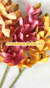 [CYMBIDIUM BESAR X10] BUNGA PALSU ANGGREK CIMBIDIUM ARTIFICIAL FLOWER ORCHID CYMBIDIUM LARGE JUMBO BESAR ANGGREK BULAN BUNGA KAMBOJA BUNGA HIAS DEKORASI PERNIKAHAN WEDDING DECORATION MENJUNTAI PANJANG BUNGA HEADPIECE