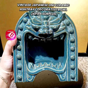 RARE VINTAGE JAPANESE ONI GREEN CERAMIC ASHTRAY / DECORATIVE BOWL • JAPAN SURPLUS