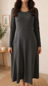 Preloved Longsleeve Bodycon Dress Dark Gray Small to Large Size Comfortable Stretchy Soft Fabric Flattering A-line Hem Everyday Wear Price ₱199 Original Price ₱280