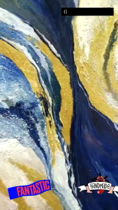 lukisan abstrak blue gold minimalislukisan abstrak modern
