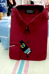 Wendya.T Kemeja Pria Formal Warna Maroon✓Kemeja Polos Lengan Panjang