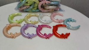 250grams(est.37pcs) Pastel Butterfly Moo beads Candy Color Hoop Charm for DIY Keychain Bag Charm & Accessories Crafts