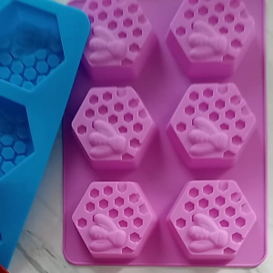 Cetakan Sabun dan Kue Bahan Silikon 6 Cetakan Lebah Madu Hexagonal