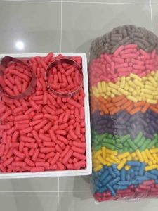 ถุงจัมโบ้ 3กก.G 1อาหารปลาข้าวโพดทำกระทง คละ9สี 5ซม.ทำกระทงหมีเนย แคร์แบร์ หมูเด้ง ลาบูบู้ เม็ดตรง / G 2