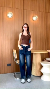 💥รับเปลี่ยนไซส์💥กางเกงยีนส์ขากระบอกกลาง สีบลูแบล็คฟอกสวย เป้า12ยาว39เอว25-40