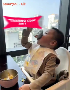 Sakumini Training Cup 2in1 Gelas Susu Anak Bayi Anti Tumpah Anti Sedat