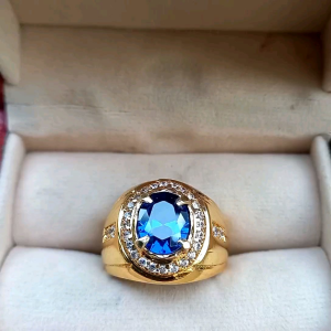 Cincin Batu Blue King Safir Mewah Elengant