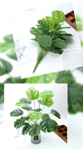 Daun Monstera Panjang 50cm AL20 Dekorasi Ruang Rumah Gedung Wedding Kafe Kantor