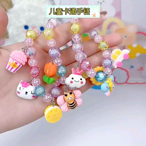 Vòng tay lắc tay cho bé gái nhiều màu sắc đính charm hoạt hình dễ thương