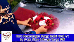 BUKET BUNGA MOBIL PENGANTIN OVAL TILE ART - PERLENGKAPAN PESTA - AKSESORIES BUNGA HIASAN MOBIL PENGANTIN - WEDDING FLOWERS - DEKORASI KARANGAN BUNGA