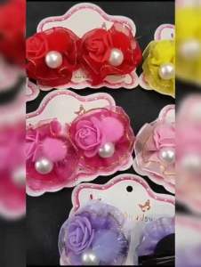 (1 PASANG) JEPIT RAMBUT MUTIARA RENDA MEWAH / JEPIT RAMBUT ANAK BULU POM-POM LUCU / JEPITAN ANAK BUNGA ROSE / CUTE HAIR CLIP / PBM8825