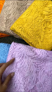 Bakal Kebaya Kain Brokat Pengantin Semi Italy Ysl Mawar Pakis Premium 25 mtr