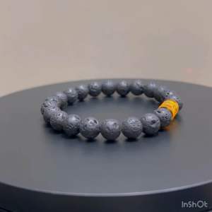 CW Manila - Mantra Beaded Wristband - 8mm Lava Stone - Semi-precious Stretch Bracelets Protection Good Luck Prosperity