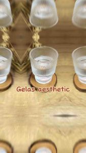 Gelas Minum Aesthetic Unik / Gelas Kopi / Gelas Bening
