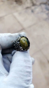 Batu Tokwali hijau alpaka handmade Turki ring