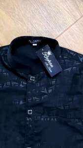 baju Koko dewasa Langan pendek motif embos shuriken elegan