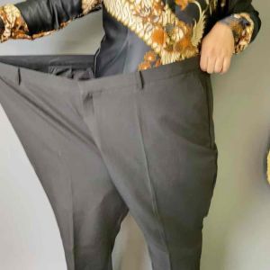 [ELQOIS] Celana  Kantor SUPER Jumbo Size 50 sd 80 ( Tailored request ukuran) SLIMFIT dan REGULER Premium bahan HIGH TWIST JETBLACK