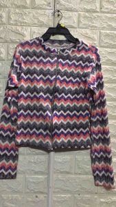 เสื้อแจ็คเก็ตแขนยาว ซิปรูด ลายริ้ว