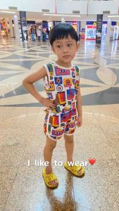 Keance Classic Kids Summer Eyelet Singlet Set Microfibre 1y-8y  |  宝宝儿童洞洞衣服