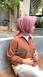 Malvin Blouse Crop Cringkle - Atasan Wanita Cringkle Airflow - Blouse Kemeja Crop Wanita